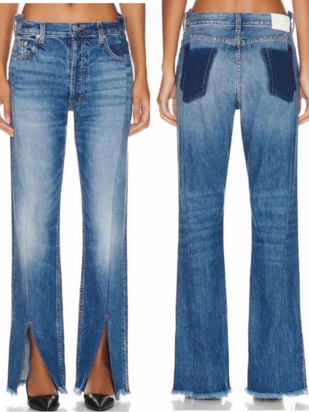 EB Denim Women’s Split Fringe Hem High Rise OG Replica Hendrix Blue Jean Size 26